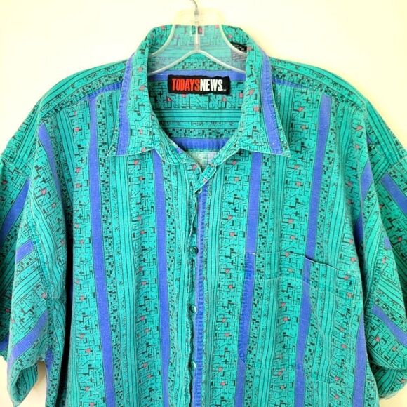Saved by the Bell Style 90's Button Up Short Sleeve Button up Shirt - Picture 6 of 9